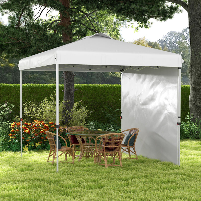 Tente escamotable 8 x 8 pi avec paroi latérale, sac de transport, blanc