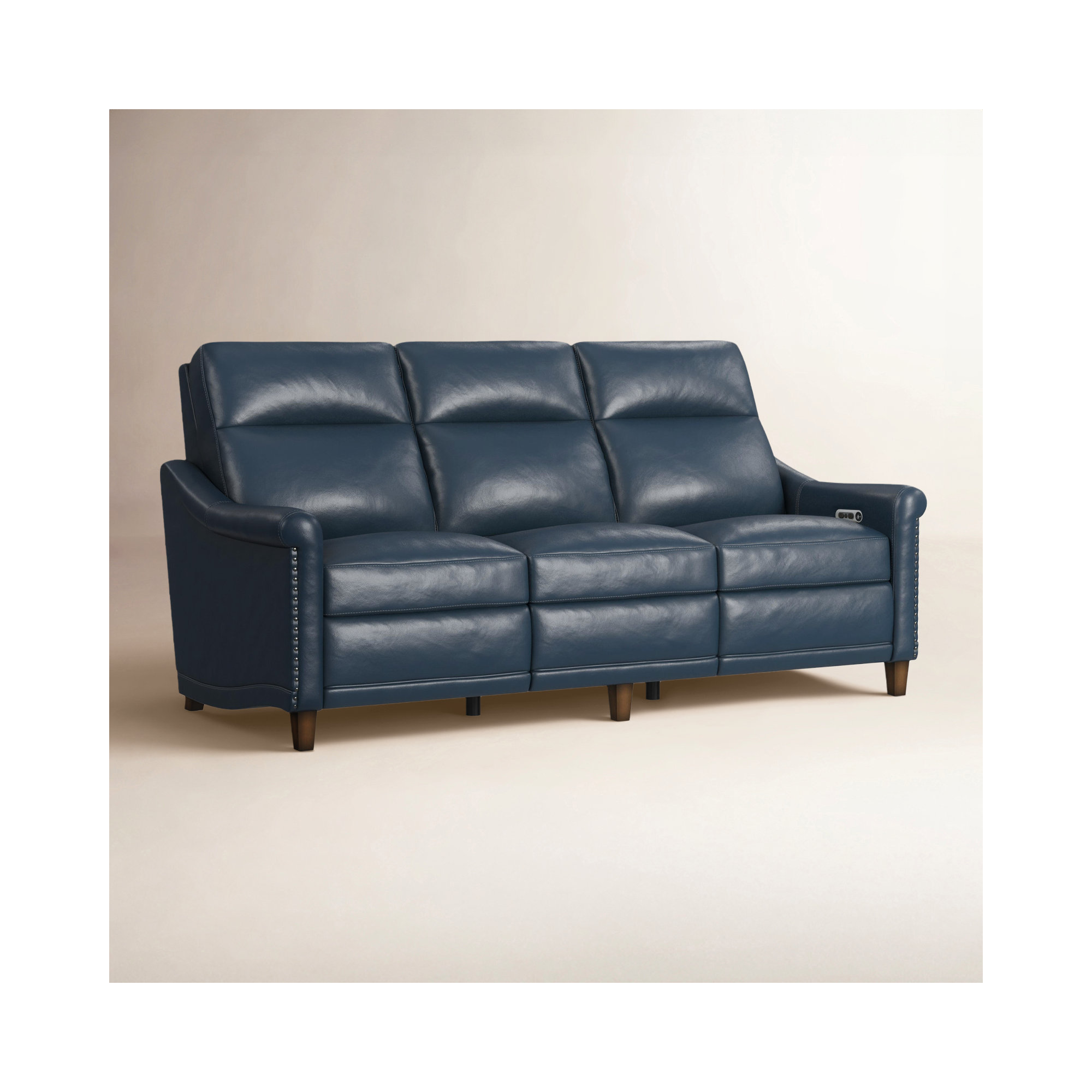 Elizabeth 82'' Upholstered Sofa, Blue Genuine Leather