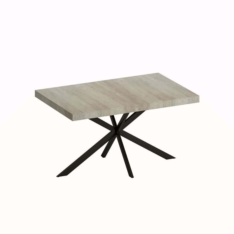 55.11'' - 70.86" Rectangular Stretch Dining Table, Gray/Black