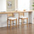 Farmhouse Solid Wood Barstool With Braided Rope Backrest, Upholstered Low Barstool For Bar And Kitchen Island Set Of 2-820363960-820363963