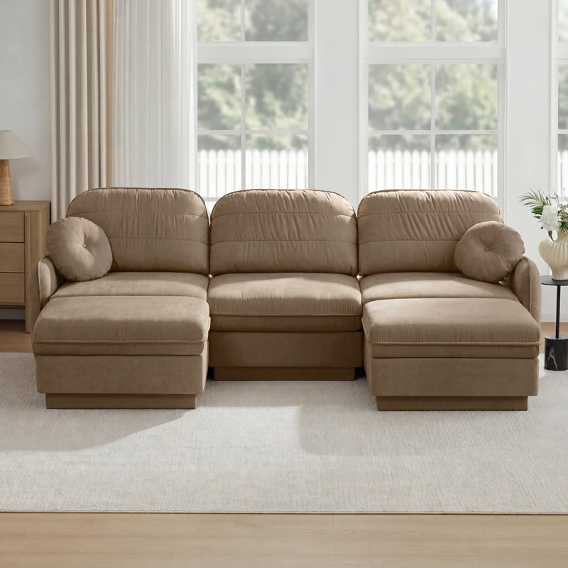 Canapé surdimensionné en U en chenille de 105 pouces avec repose-pieds mobile, assise profonde et coussins exquis pour la vie moderne