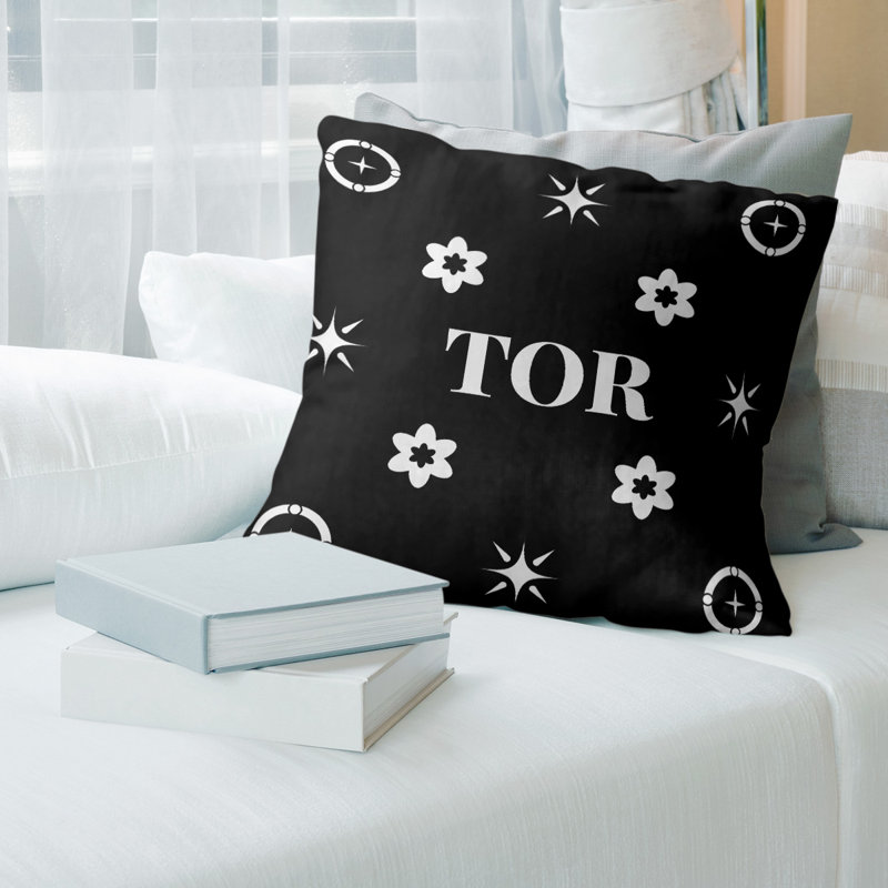 Coussin en coton Toronto, Toronto blanc / noir, H 26 po x l 26 po