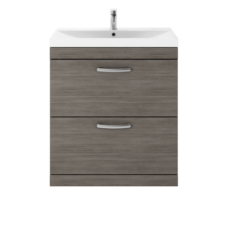 Athena 810mm Single Bathroom Vanity with Integrated Ceramic Basin, Anthracite Woodgrain