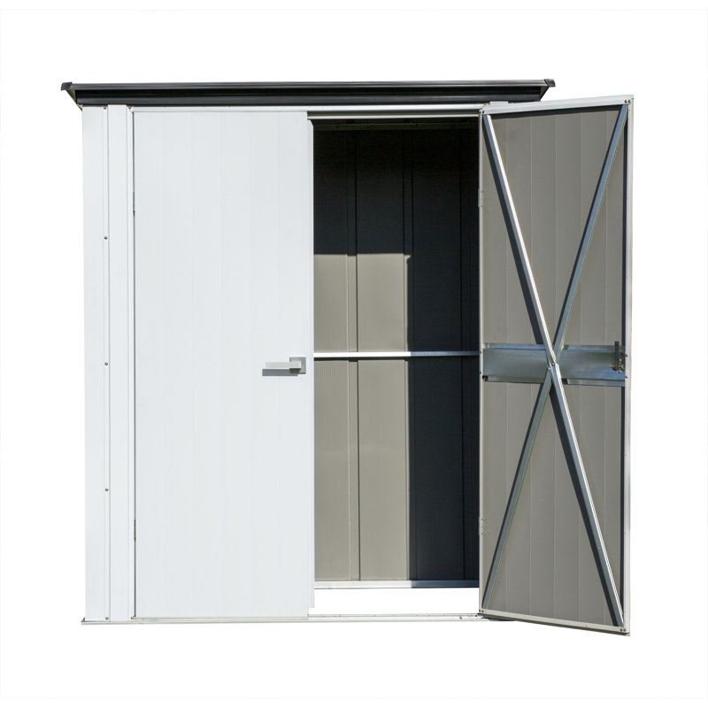 Compact Gray and Anthracite Steel Patio Storage Shed Kit