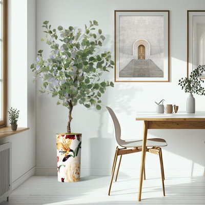 Artificial Tree In Modern Planter, Fake Eucalyptus Silk Tree Home Decoration (Plant Pot Plus Tree)