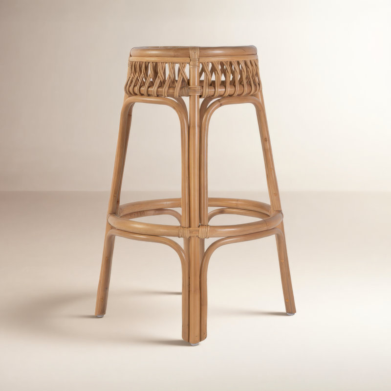 Antigua 30.5" Seat Height Round Rattan Bar Stool, Bar Stool (31” Seat Height)