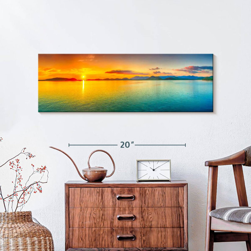 Paysage, plage sur toile, H 10 po x l 30 po x P 1,25 po