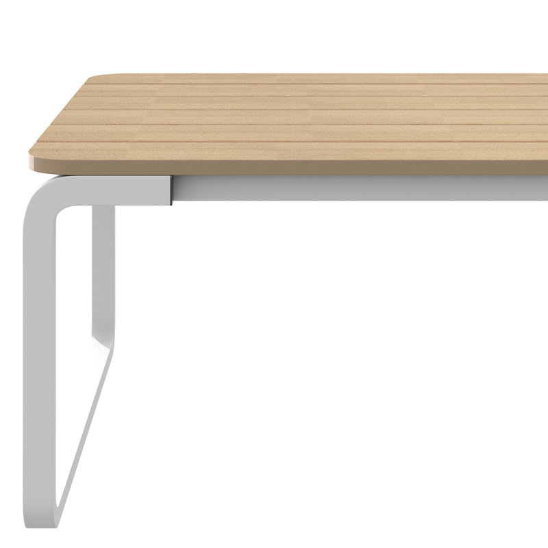Table basse rectangulaire avec plateau à lattes et base en aluminium, Jaune / Blanc