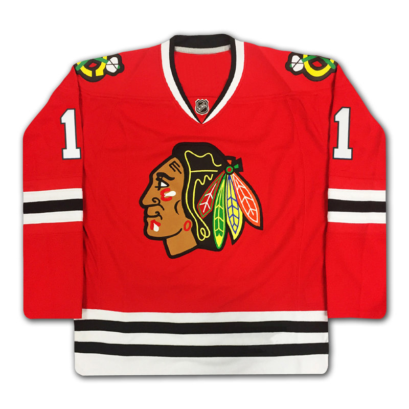 Glenn Hall des Blackhawks de Chicago signés du chandail rouge - Collection NHL Hockey Memorabilia (taille L ou XL)