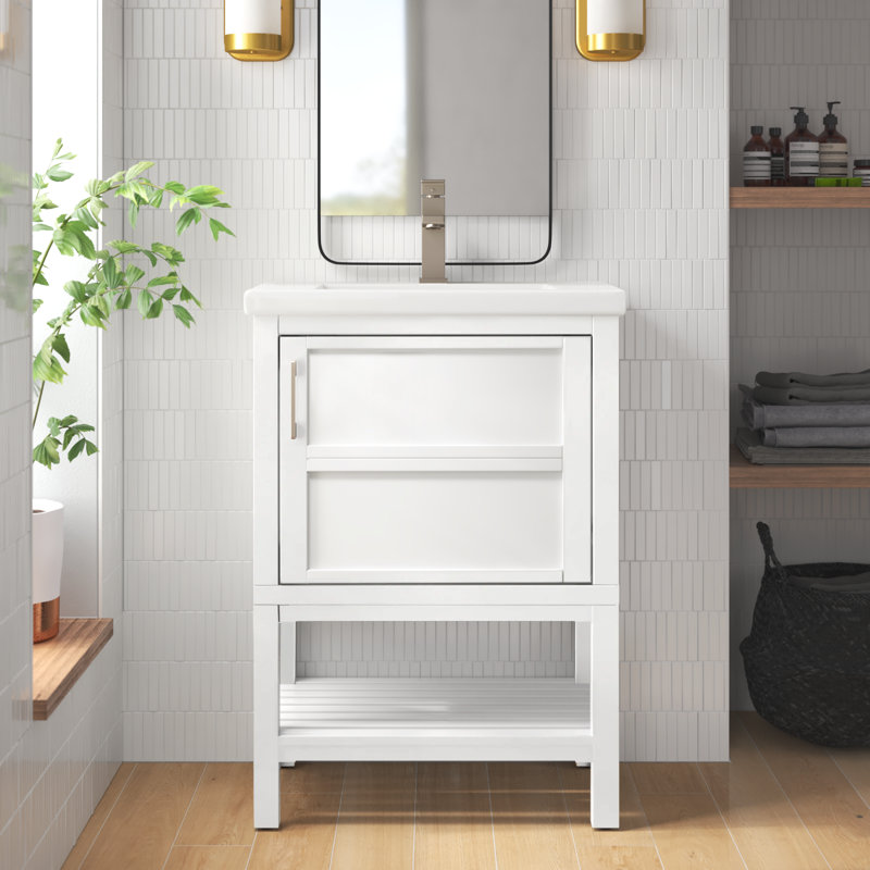 Bott 24'' Single Bathroom Vanity with Ceramic Top, White