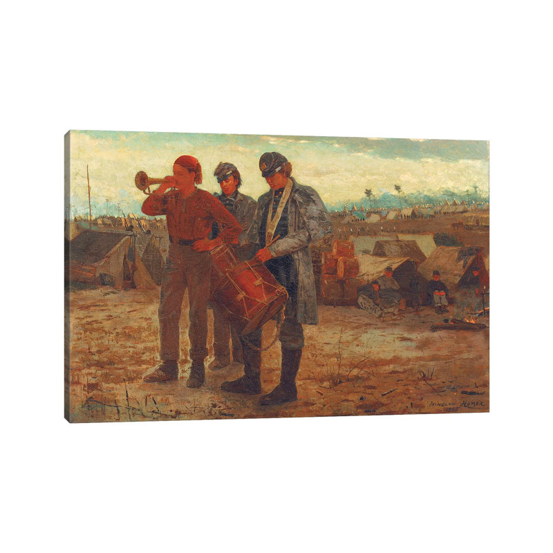 Sounding Reveille, 1865 by Winslow Homer - Wrapped Canvas Gallery-Wrapped Canvas Giclée, 101.6 cm H x 66.04 cm W x 3.175 cm D
