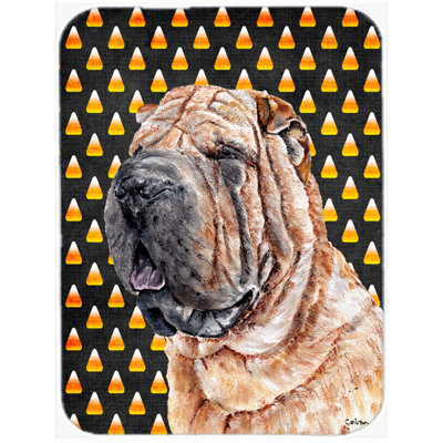 Caroline's Treasures Halloween Candy Corn Shar Pei Glass Cutting Board