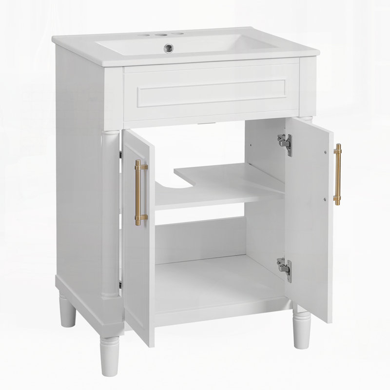 Meuble-lavabo 24 po avec lavabo en céramique, Blanc