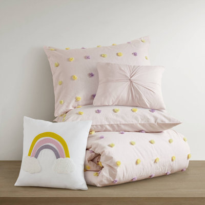 Cotton Jacquard Pom Pom Comforter Set