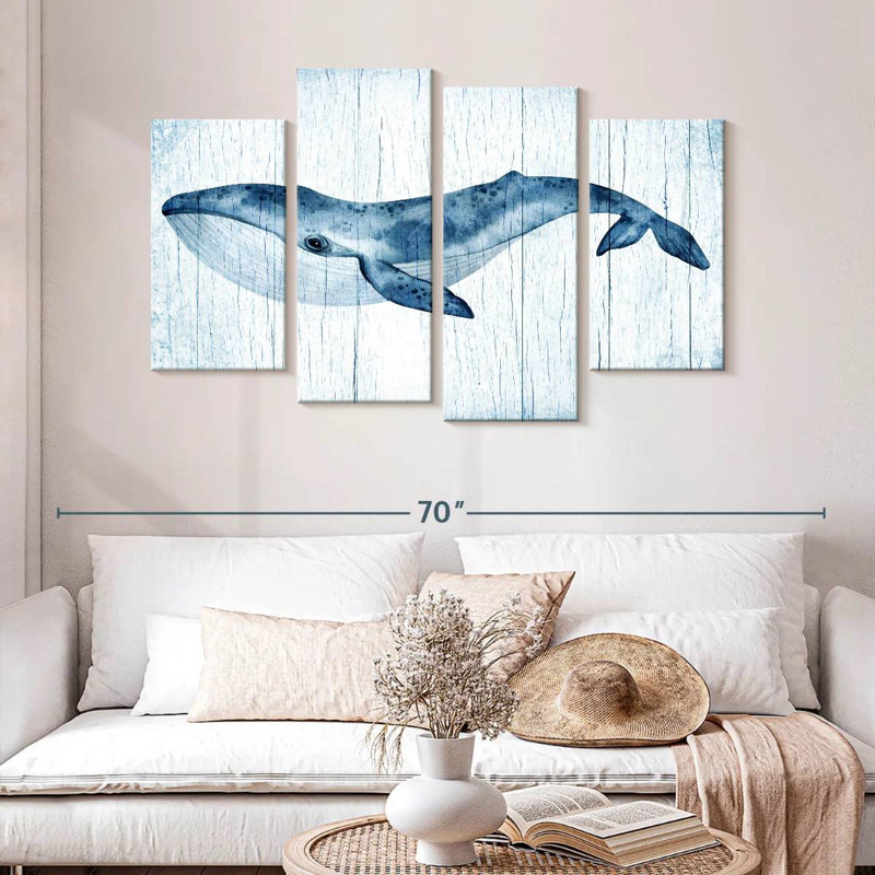 Wooden Blue Whale, 32" H x 52" W