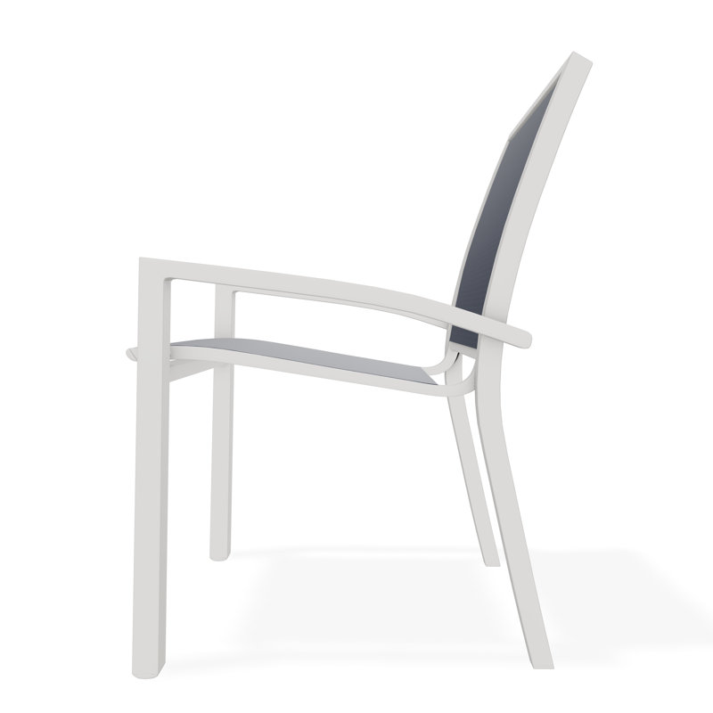 Kendall Outdoor Dining Chair, Snow, Navy 13D Sunbrella®