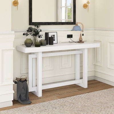 59.1" Wood Entryway Console Table With Thick Pine Wood Legs