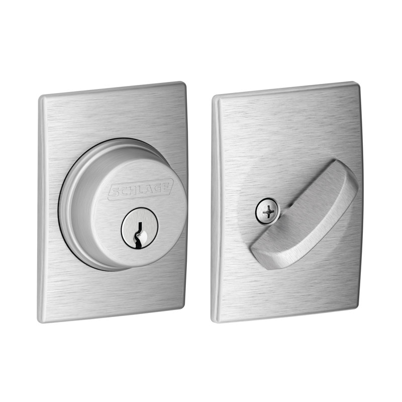 Single Cylinder Deadbolt with Century Trim, Satin Chrome