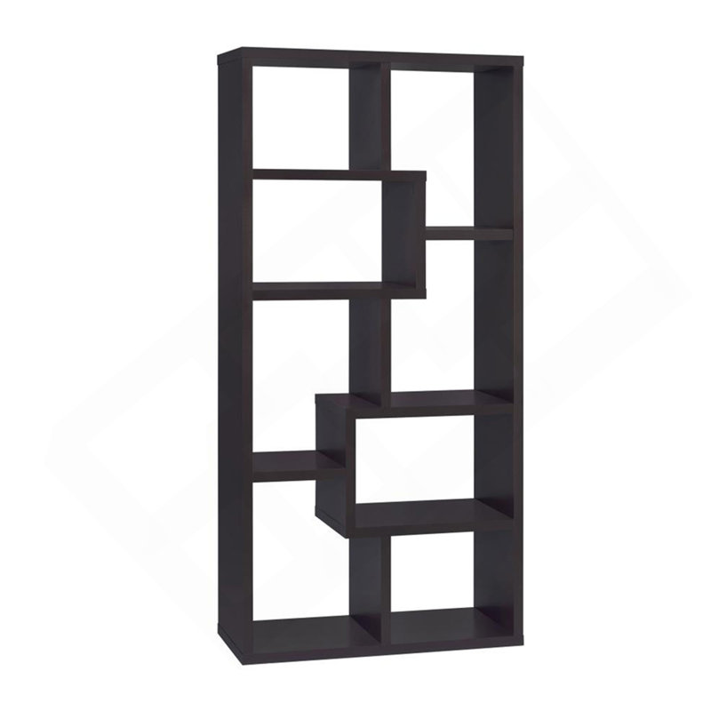 Bibliothèque rectangulaire à 10 tablettes au fini gris patiné, idéale pour organiser et exposer des livres et des décorations