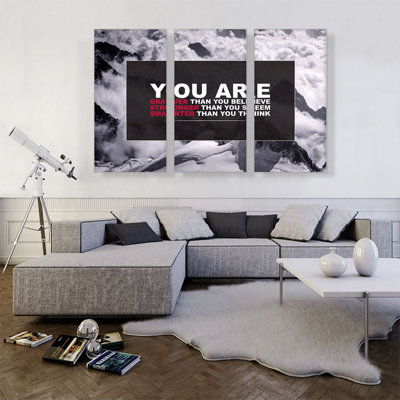 You Are Braver Stronger Smarter Motivational - ensemble de 3 reproductions d'art texturé sur toile tendue