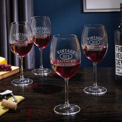 Verres à vin rouges personnalisés Lovato Aged to Perfection, 4 pièces - 12 oz