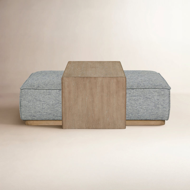Marielle Upholstered Ottoman with Tray Table, Blue