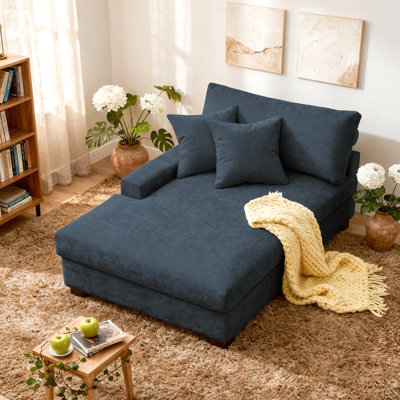 Milbrey Oversized Upholstered Chaise Lounge with Armrests & Throw Pillows