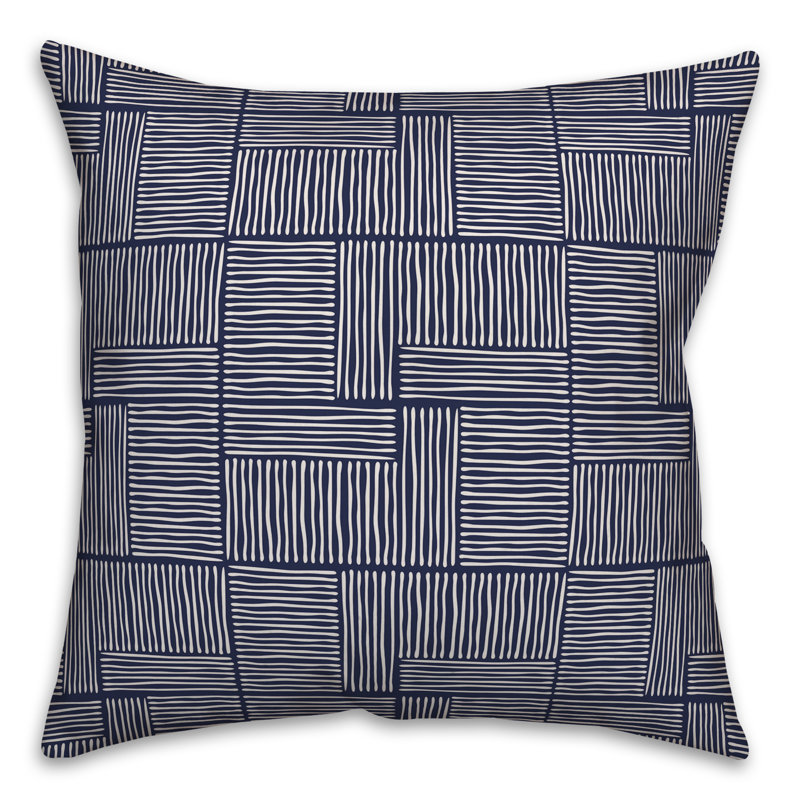  Coussin Blocks, 18 po x 18 po, Bleu marine géométrique 2