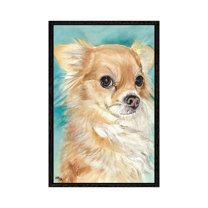 Sophie - Chihuahua by Judith Stein - Painting on Canvas, 66.04cm H x 45.72cm W x 3.81cm D, Black Framed