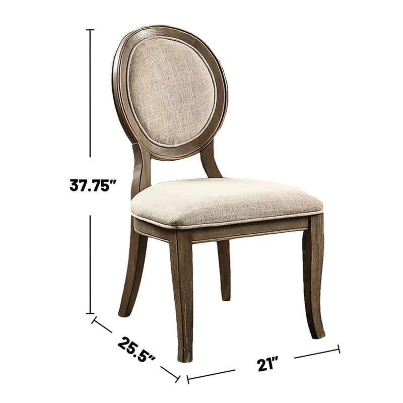 Ensemble de 2 chaises de salle à manger rembourrées en tissu beige au fini chêne rustique