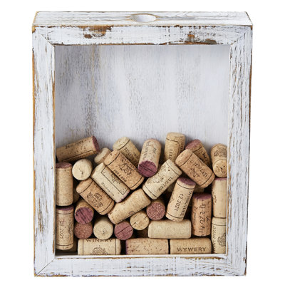 Whitewash Wood Wall Mounted Display Case Picture Frame
