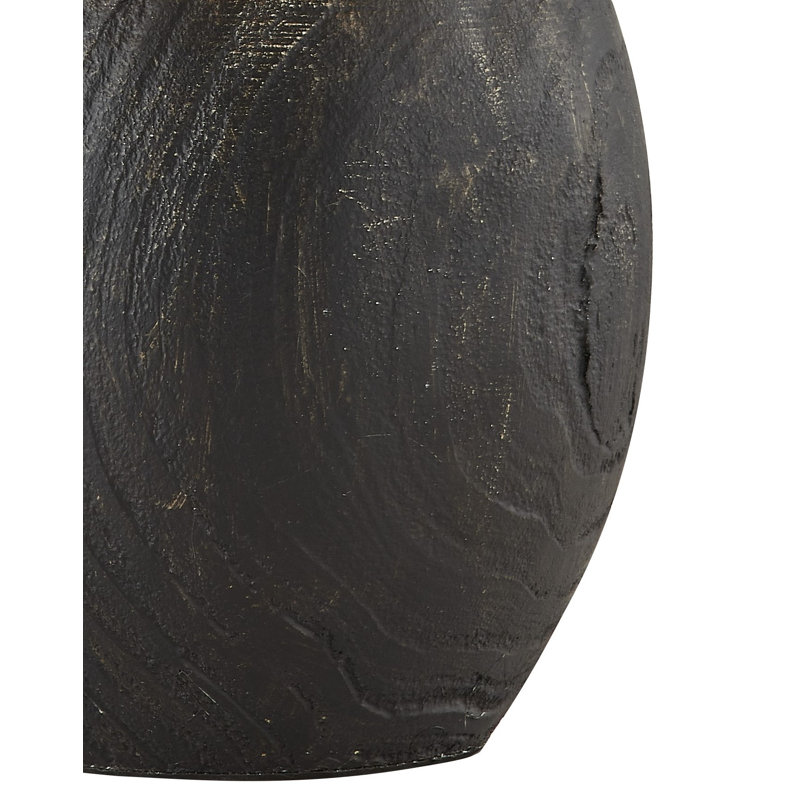 Donna Black Faux Wood Table Lamp with Linen Drum Shade