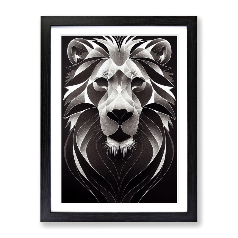 Lion Orphism - Single Picture Frame Print, Black, 34cm H x 25cm W x 2cm D
