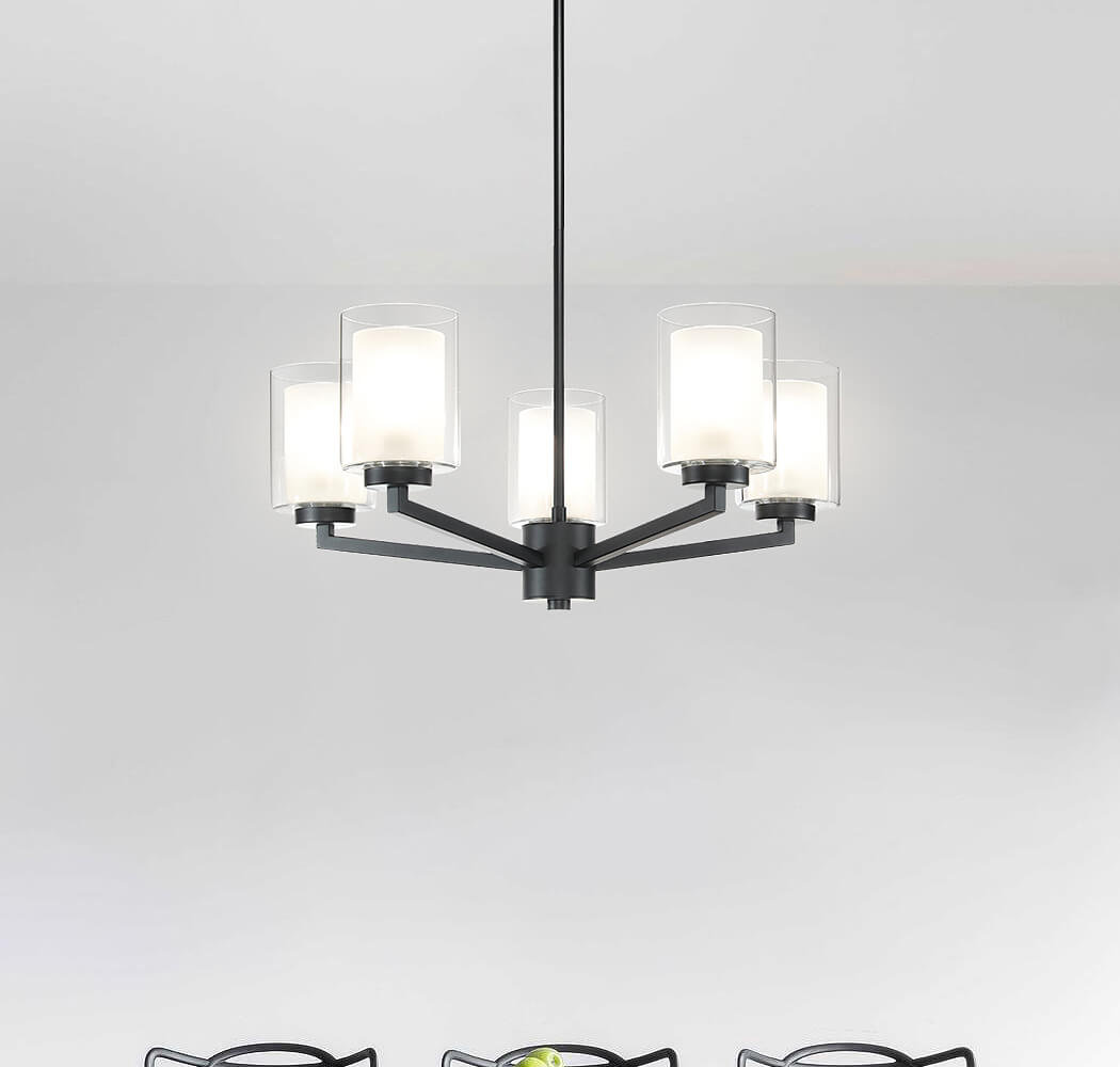 Xinbei Nickel Chandelier, Modern 5 Light Chandeliers Pendant Light With Dual Glass Adjustable Hanging Ceiling Chandelier Fixture For Living & Dining Room 8C517410A6FB4E52871AEE138F52593D Latitude Run® 