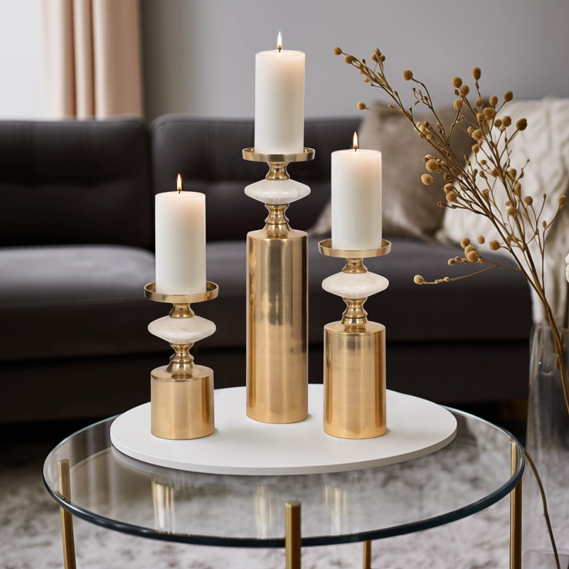 Élégants bougeoirs décoratifs pour la décoration intérieure - Ensemble de 3 bougeoirs de table modernes avec silhouettes pour l'entrée