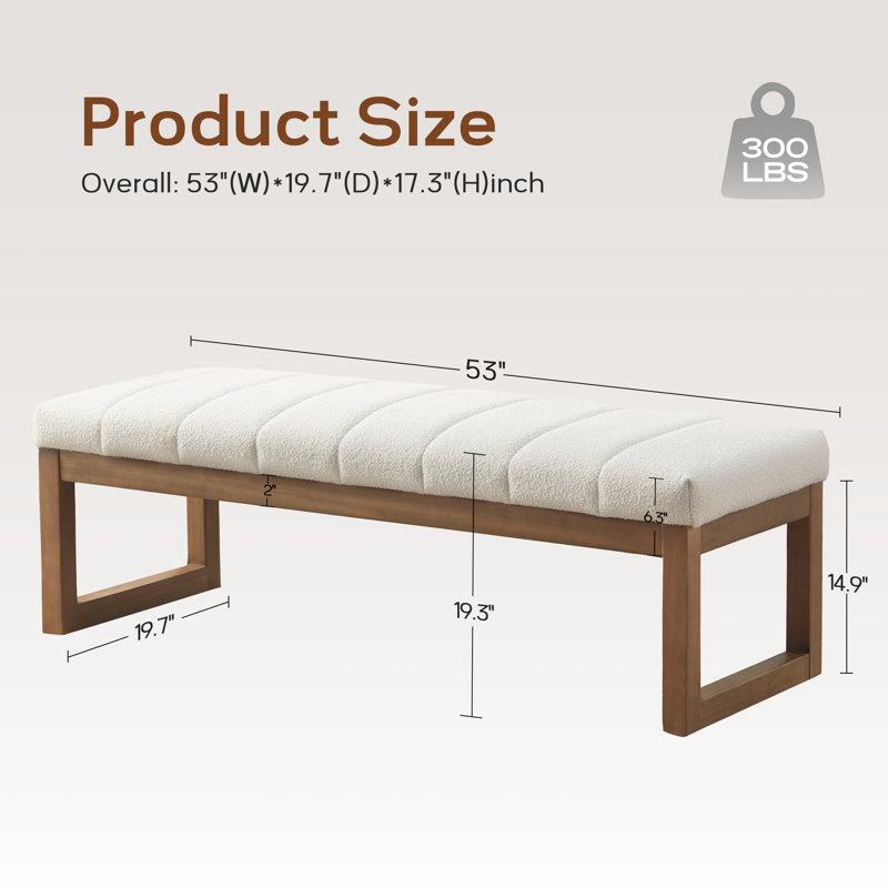 Banc rembourré de 53 po de largeur, Beige