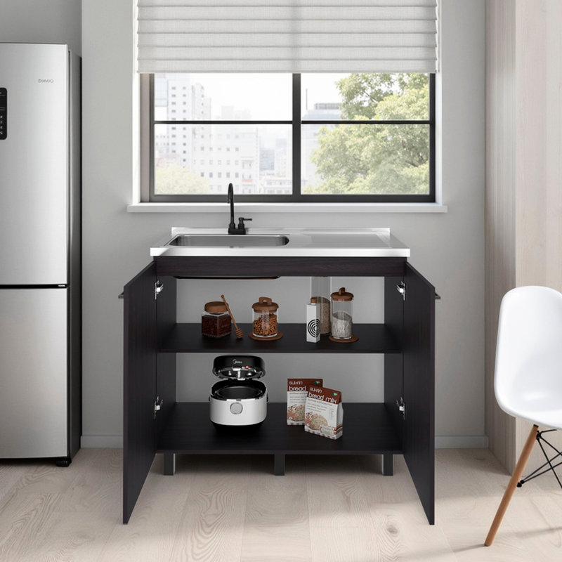 Utility Sink Cabinet Featuring 2 Doors And 3 Shelves - Contemporary Solution For Kitchen Laundry, Ample Room