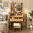 23.8" Makeup Vanity Set with LED Mirror and Cushioned Stool, Dressing Desk Build-in Power Outlet For Small Bedroom and Apartments
