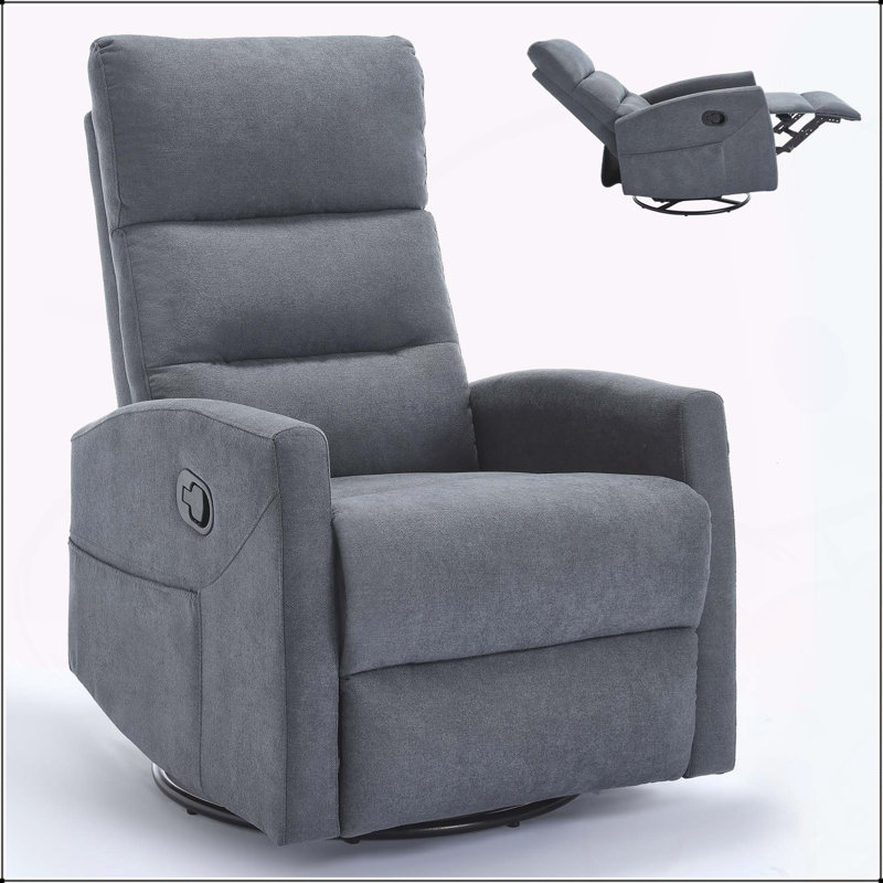 Fauteuil inclinable manuel confortable avec chaise berçante et pivotante pour la détente dans le salon, Gris