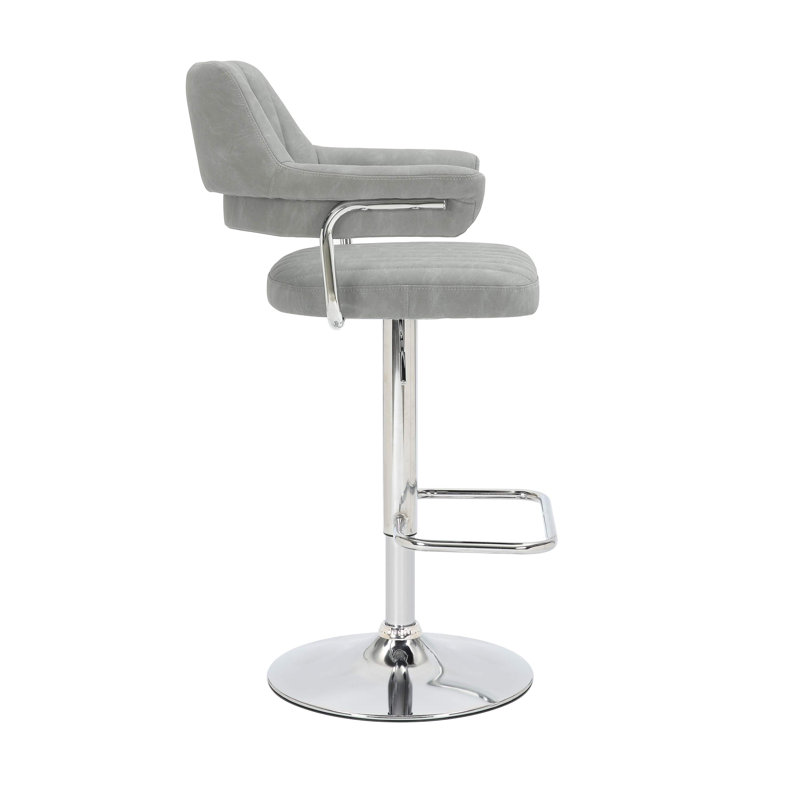 Comesana Swivel Upholstered Adjustable Height Counter Stool, Light Grey