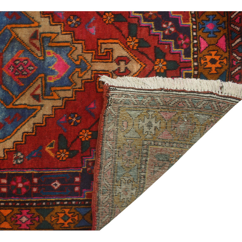 One-of-a-Kind 3'8" X 10'8" New Age Runner Wool Area Rug in Rust