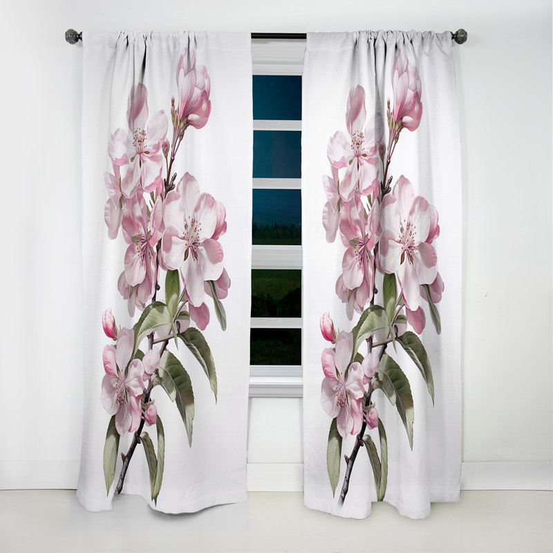 Rideau occultant abstrait Apple Blossom - monochrome, L 52 po x L 108 po