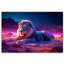Lion Nature Animal Neon - No Frame Print on Canvas