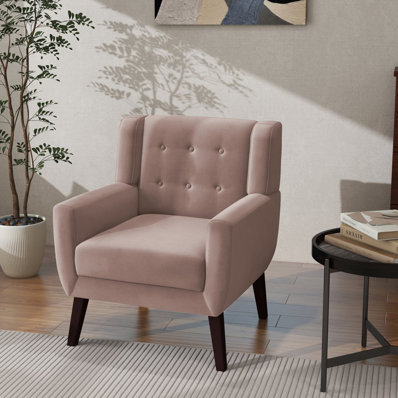 Jaqueze 73.4 Cm Wide Tufted Armchair, Skin Pink Velvet