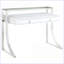 Bureaux, bureau d'écriture moderne à 2 tiroirs avec huche en verre, l 48 po x P 23,5 po x H 36 po | Blanc brillant | Bois aggloméré + métal