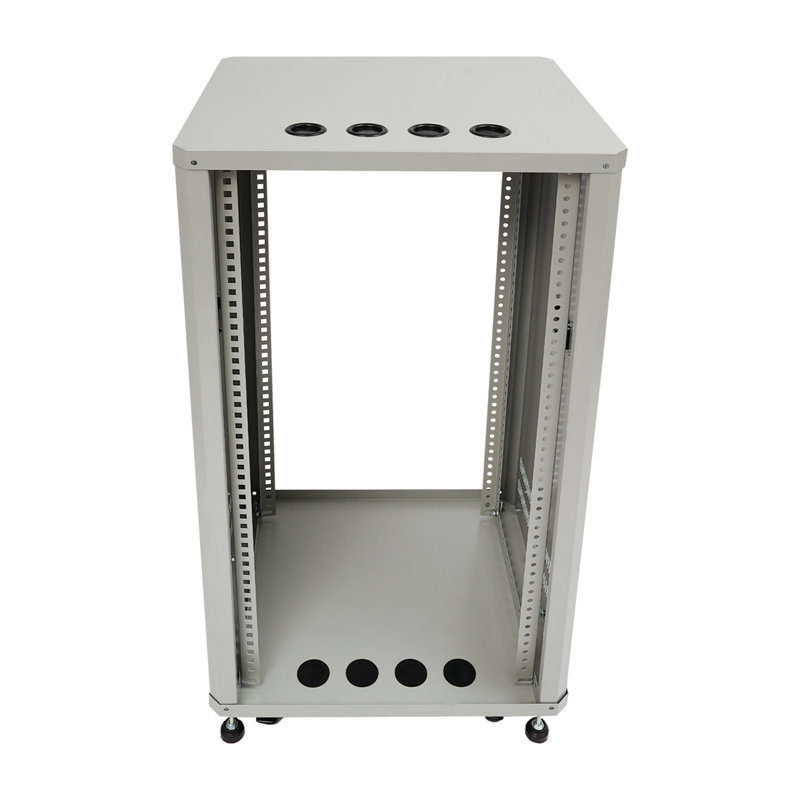 Audio Rack with Wheels, Rolling Studio Equipment Rack Cabinet, Gray, 41.7" H x 22.4" W x 19.7" D