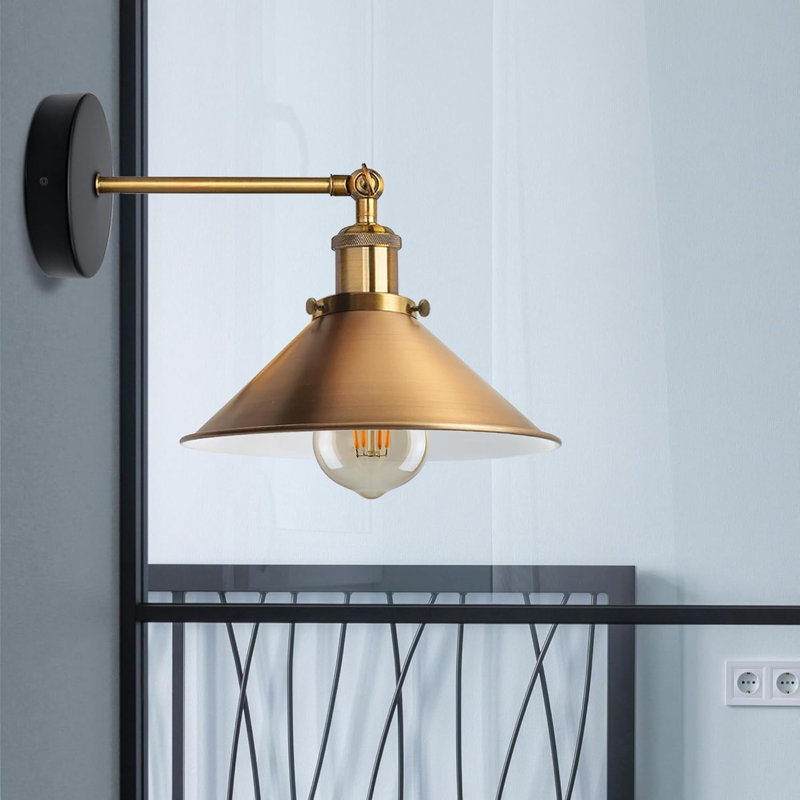 Armed Sconce, Yellow Brass, 23cm H x 22cm W x 22cm D