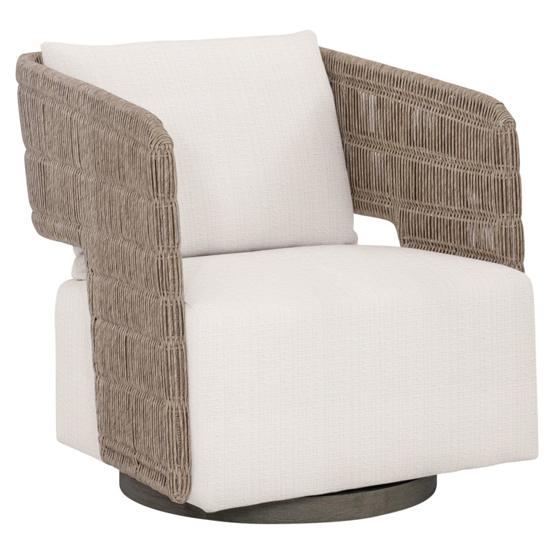 Maldives Swivel Patio Chair with Cushions, White Sunbrella 6063-000