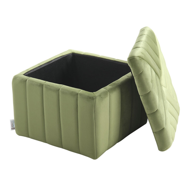 Amalina 46cm Wide Velvet Rectangle Solid Colour Footstool Ottoman with Storage, Green