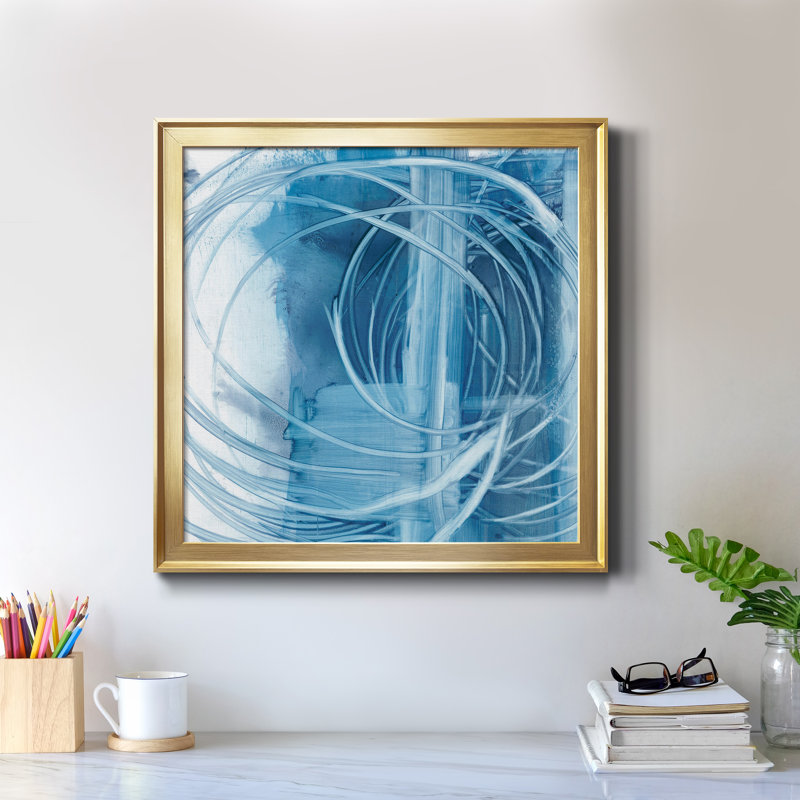 Indigo Expression II - reproduction encadrée de qualité supérieure - prête à être accrochée, H 17,5 po x l 17,5 po x P 1,5 po